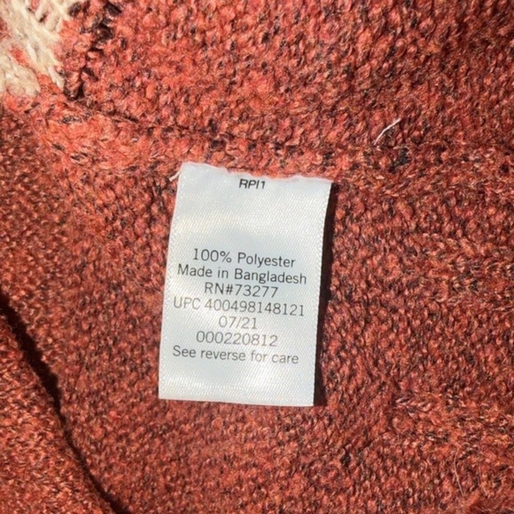 SO Sweater Womens Medium Turtleneck Rust Orange Geometric Fair Isle Knit - Picture 7 of 10